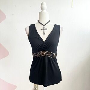 Vintage Beaded Babydoll Top Y2K 2000s Boho Festival Glam Mc Bling Small